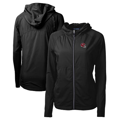 Women's Cutter & Buck  Black Kansas City Chiefs Helmet Logo Adapt Eco Knit Hybrid Recycled Full-Zip Hoodie