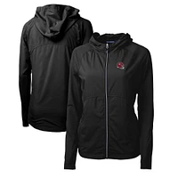Women's Cutter & Buck  Black Kansas City Chiefs Helmet Logo Adapt Eco Knit Hybrid Recycled Full-Zip Hoodie