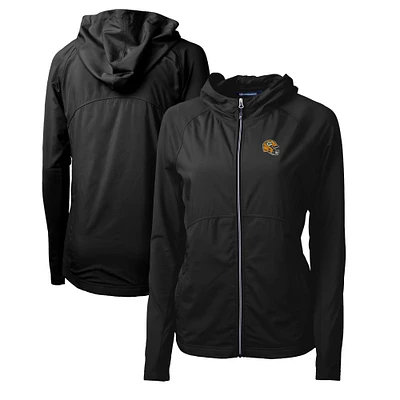Women's Cutter & Buck Green Green Bay Packers Helmet Logo Adapt Eco Knit Hybrid Recycled Full-Zip Hoodie