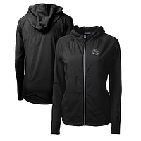 Women's Cutter & Buck  Black Tampa Bay Buccaneers Helmet Logo Adapt Eco Knit Hybrid Recycled Full-Zip Hoodie