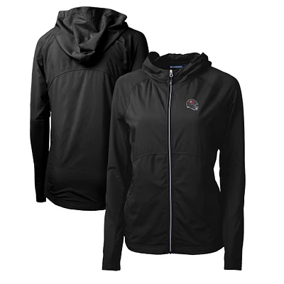 Women's Cutter & Buck  Black Tampa Bay Buccaneers Helmet Logo Adapt Eco Knit Hybrid Recycled Full-Zip Hoodie