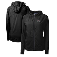 Women's Cutter & Buck  Black Tampa Bay Buccaneers Helmet Logo Adapt Eco Knit Hybrid Recycled Full-Zip Hoodie