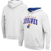 Men's Colosseum White Kansas Jayhawks Resistance Pullover Hoodie