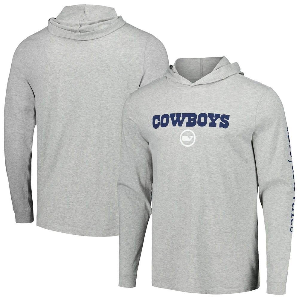 Men's Vineyard Vines Heather Gray Dallas Cowboys Whale Dot Hoodie Long Sleeve T-Shirt