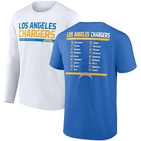 Men's Fanatics Powder Blue/White Los Angeles Chargers Two-Pack 2023 Schedule T-Shirt Combo Set