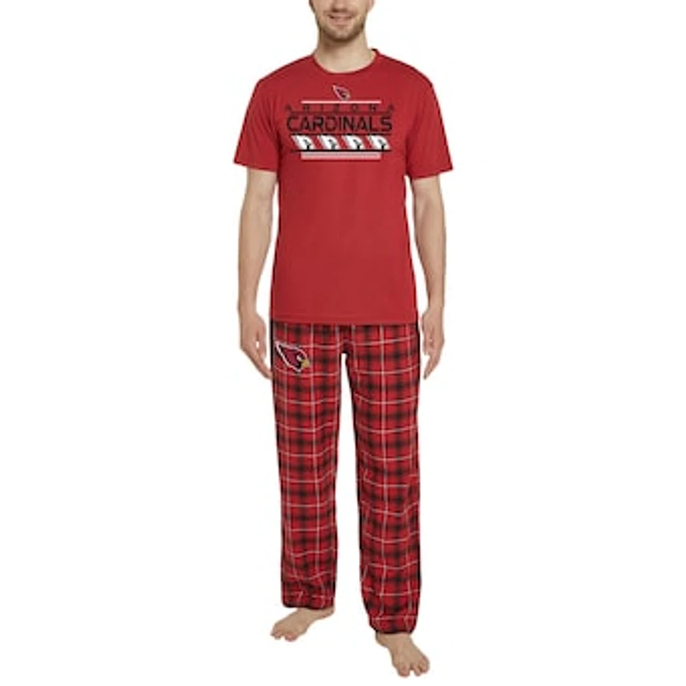 Men's Concepts Sport Cardinal/Black Arizona Cardinals Arctic T-Shirt & Flannel Pants Sleep Set