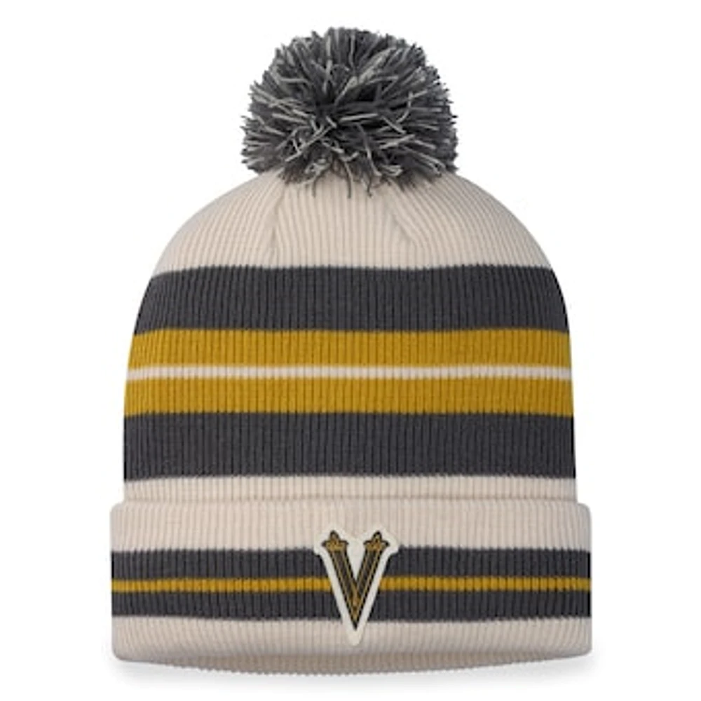 Men's Fanatics Vegas Golden Knights Charcoal/Cream 2024 NHL Winter Classic Cuffed Knit Hat with Pom