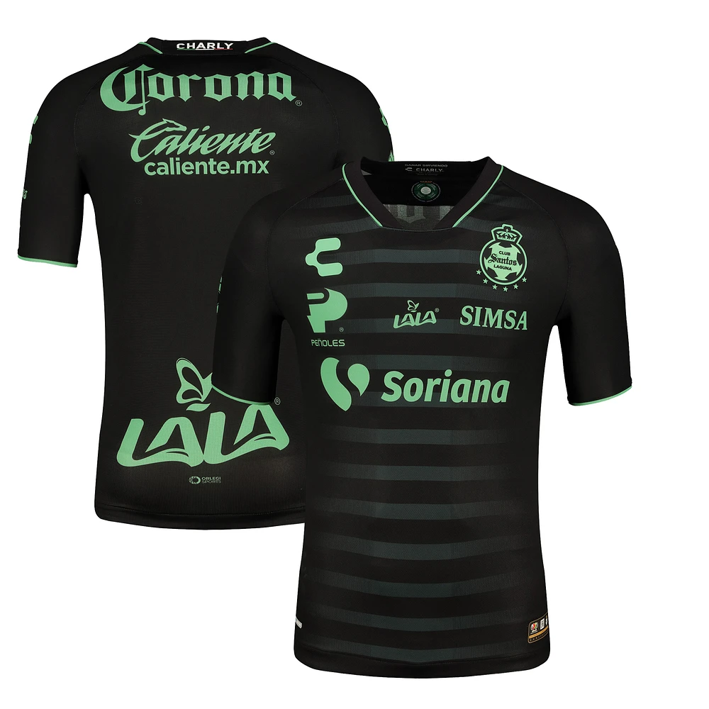 Men's Charly  Black Santos Laguna 2023/24 Away Authentic Jersey