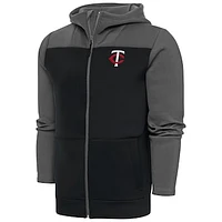 Men's Antigua  Steel Minnesota Twins Protect Full-Zip Hoodie