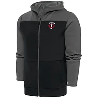 Men's Antigua  Steel Minnesota Twins Protect Full-Zip Hoodie