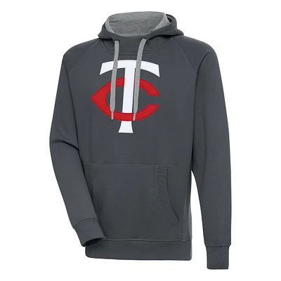 Men's Antigua  Charcoal Minnesota Twins Victory Pullover Hoodie