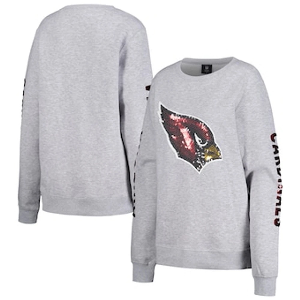 Women's Cuce Heather Gray Arizona Cardinals Sequined Logo Pullover Sweatshirt