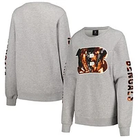 Women's Cuce Heather Gray Cincinnati Bengals Sequined Logo Pullover Sweatshirt