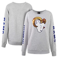 Women's Cuce Heather Gray Los Angeles Rams Sequined Logo Pullover Sweatshirt