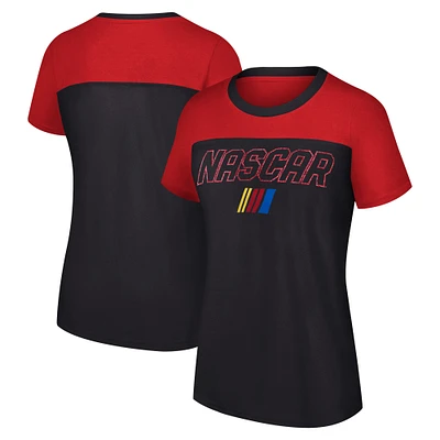 Women's G-III 4Her by Carl Banks Black NASCAR Merchandise Cheer Color Blocked T-Shirt