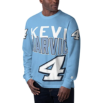 Men's Starter Light Blue Kevin Harvick Clutch Hit Graphic Long Sleeve T-Shirt