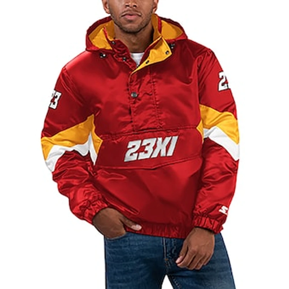 Men's Starter Red Bubba Wallace Home Team Satin Half-Zip Hoodie Jacket