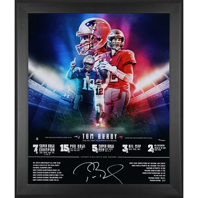 Tom Brady New England Patriots & Tampa Bay Buccaneers Autographed Framed 20" x 24" Career Collage Photograph