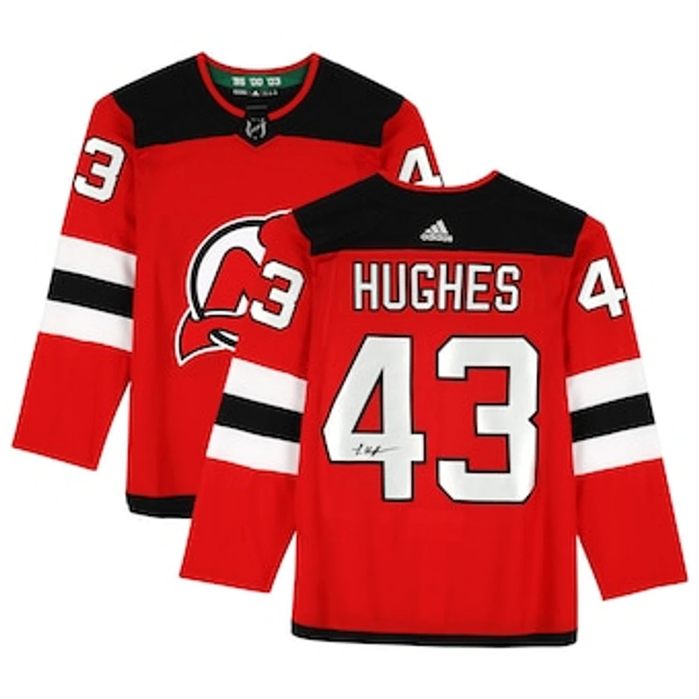 Luke Hughes New Jersey Devils Autographed Red Adidas Authentic Jersey