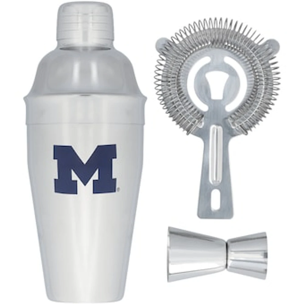 The Memory Company Michigan Wolverines Stainless Steel Shaker, Strainer & Jigger Set