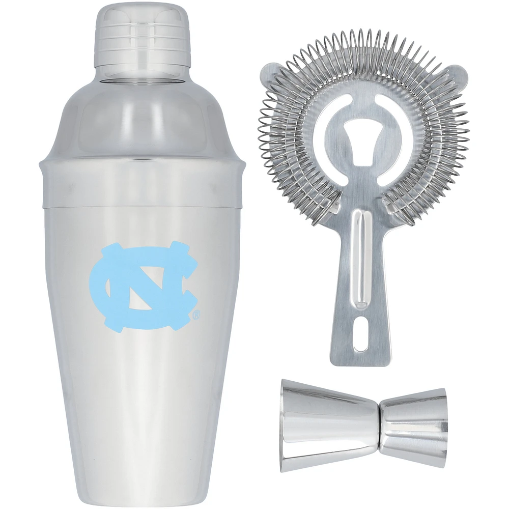 The Memory Company North Carolina Tar Heels Stainless Steel Shaker, Strainer & Jigger Set