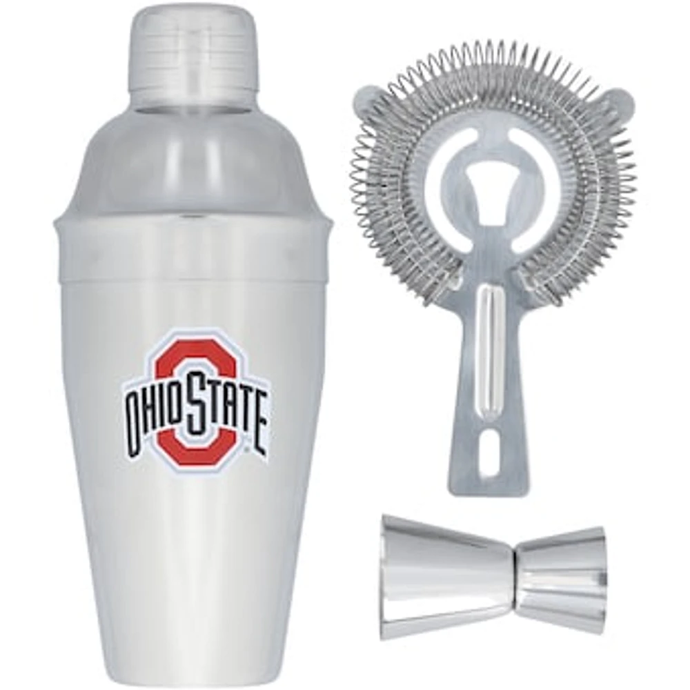 The Memory Company Ohio State Buckeyes Stainless Steel Shaker, Strainer & Jigger Set