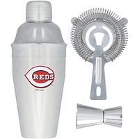 The Memory Company Cincinnati Reds Stainless Steel Shaker, Strainer & Jigger Set