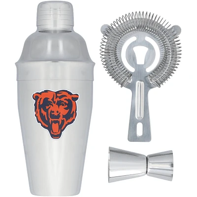 The Memory Company Chicago Bears Stainless Steel Shaker, Strainer & Jigger Set