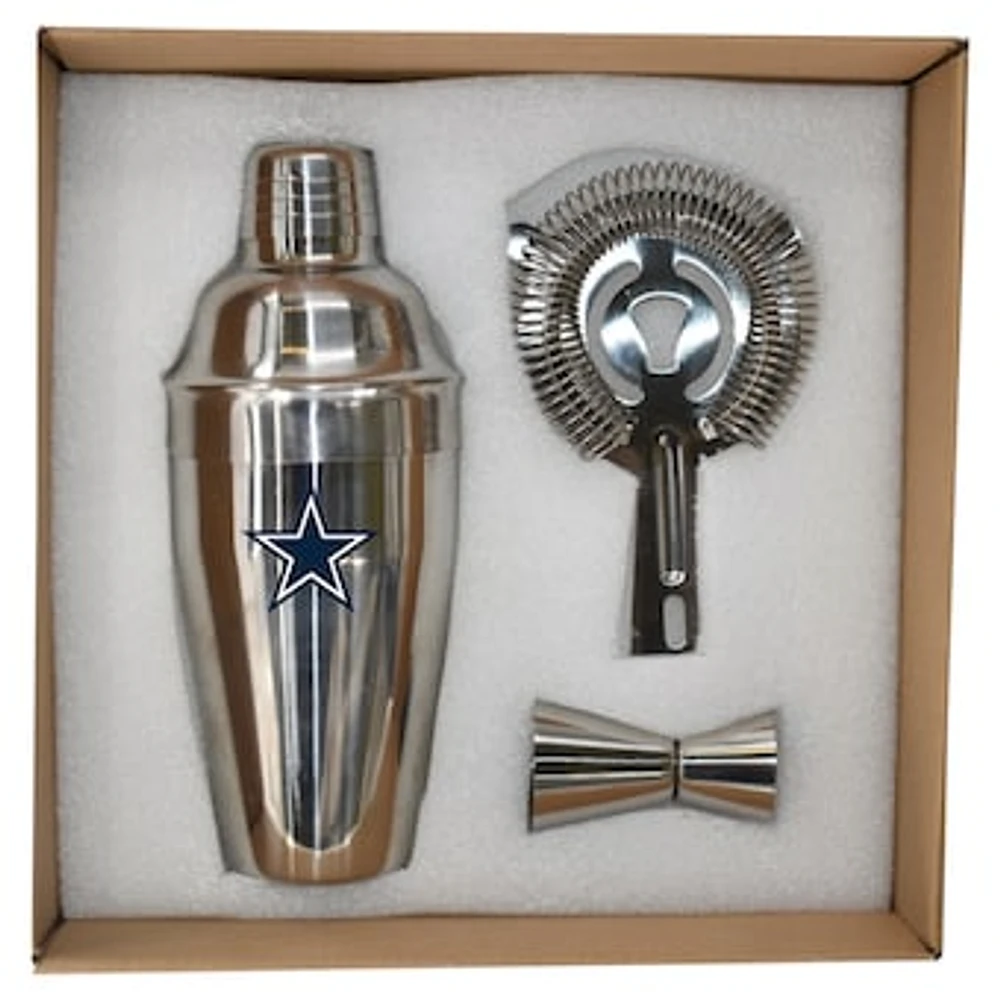 The Memory Company Dallas Cowboys Stainless Steel Shaker, Strainer & Jigger Set