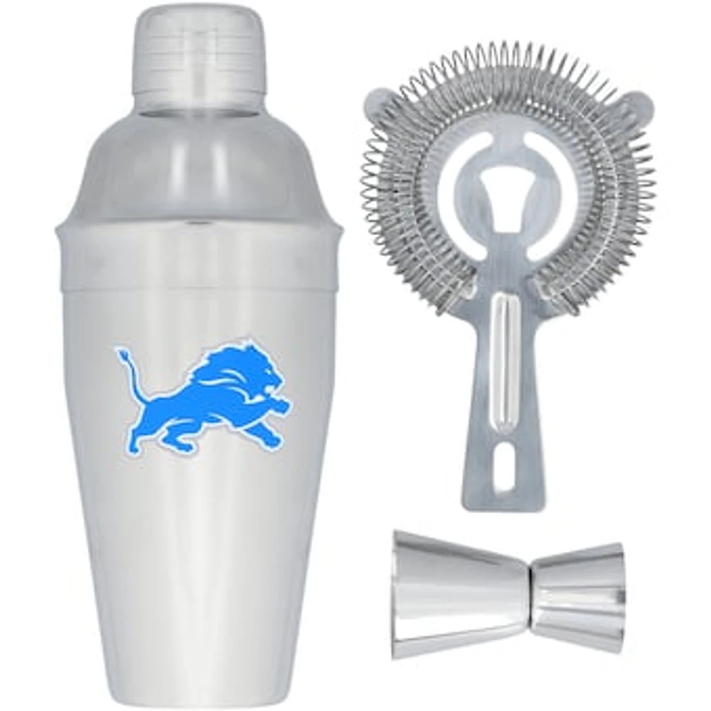 The Memory Company Detroit Lions Stainless Steel Shaker, Strainer & Jigger Set