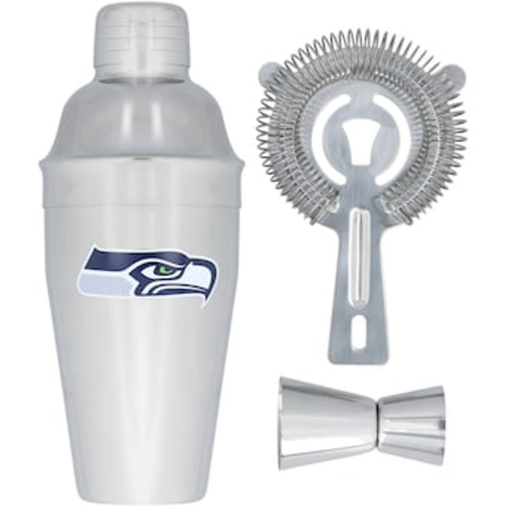 The Memory Company Seattle Seahawks Stainless Steel Shaker, Strainer & Jigger Set