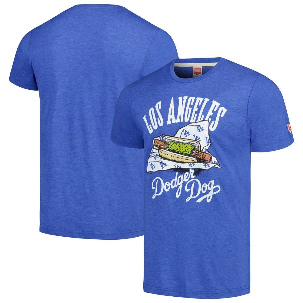 Men's Homage  Royal Los Angeles Dodgers Dodger Dogs Hyper Local Tri-Blend T-Shirt