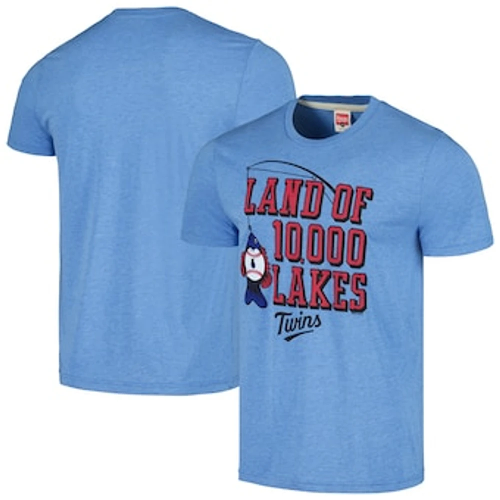 Men's Homage  Light Blue Minnesota Twins Land of 10,000 Lakes Hyper Local Tri-Blend T-Shirt