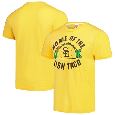 Men's Homage Gold San Diego Padres Doodle Collection Home of the Fish Taco Tri-Blend T-Shirt