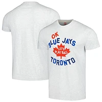 Men's Homage Gray Toronto Blue Jays Doodle Collection Let's Play Ball Tri-Blend T-Shirt