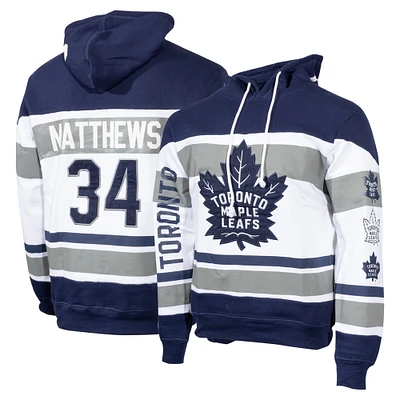 Men's Mitchell & Ness Auston Matthews Navy/White Toronto Maple Leafs Name Number Pullover Hoodie