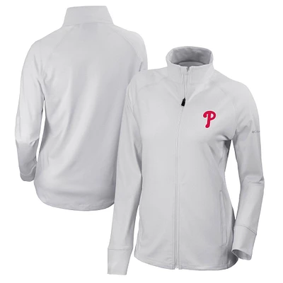 Women's Columbia  White Philadelphia Phillies Omni-Wick Greenkeeper Full-Zip Jacket