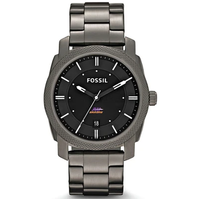 Men's Fossil  Gray Alfred University Saxons Machine Smoke Stainless Steel Watch