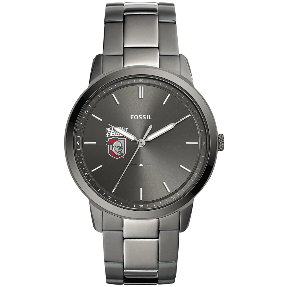 Men's Fossil Gray Belmont Abbey Crusaders Minimalist Three-Hand Smoke Watch