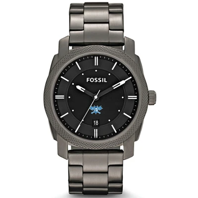 Men's Fossil  Gray Lawrence Technological University Blue Devils Machine Smoke Stainless Steel Watch