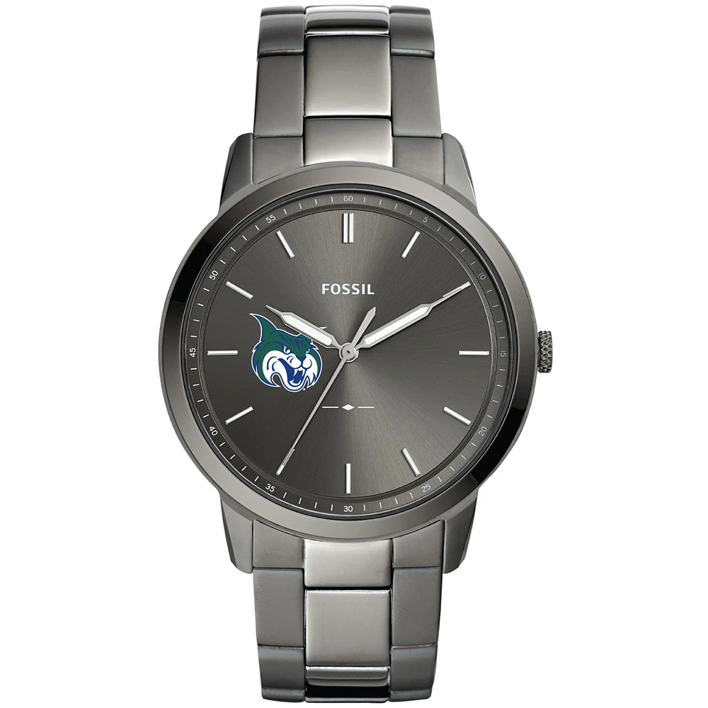 Men's Fossil Gray Georgia College Bobcats Minimalist Three-Hand Smoke Watch