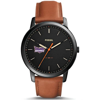 Men's Fossil  Black Loras College Duhawks Minimalist Slim Light Brown Leather Watch