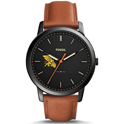 Men's Fossil  Black Missouri Western State Griffons Minimalist Slim Light Brown Leather Watch