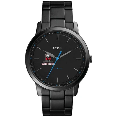 Men's Fossil  Black East Stroudsburg Warriors Minimalist Slim Stainless Steel Watch