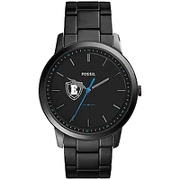 Men's Fossil  Black Eastern Connecticut State Warriors Minimalist Slim Stainless Steel Watch