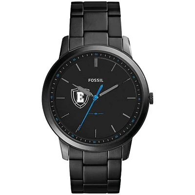 Men's Fossil  Black Eastern Connecticut State Warriors Minimalist Slim Stainless Steel Watch