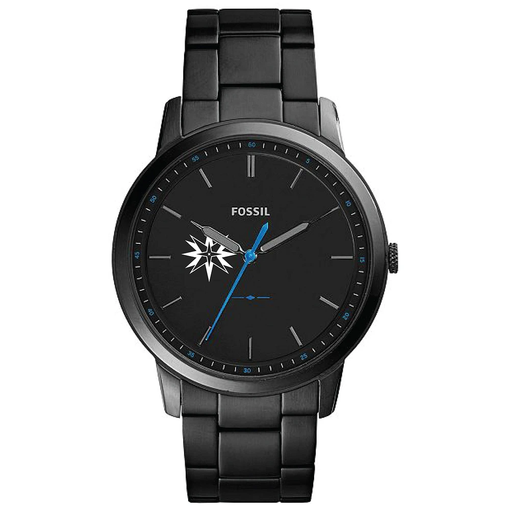 Men's Fossil Black Moravian Greyhounds Minimalist Slim Stainless Steel Watch