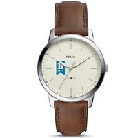 Men's Fossil  Silver University of Baltimore The Minimalist Brown Leather Watch
