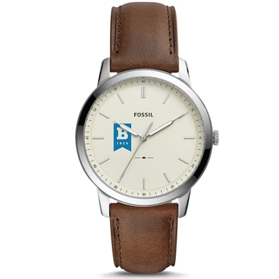 Men's Fossil  Silver University of Baltimore The Minimalist Brown Leather Watch