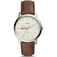 Men's Fossil  Silver Bard College Raptors The Minimalist Brown Leather Watch